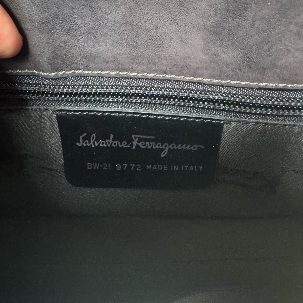 Salvatore Ferragamo Women’s Gray Patented Leather Shoulder Handbag - Picture 10 of 11